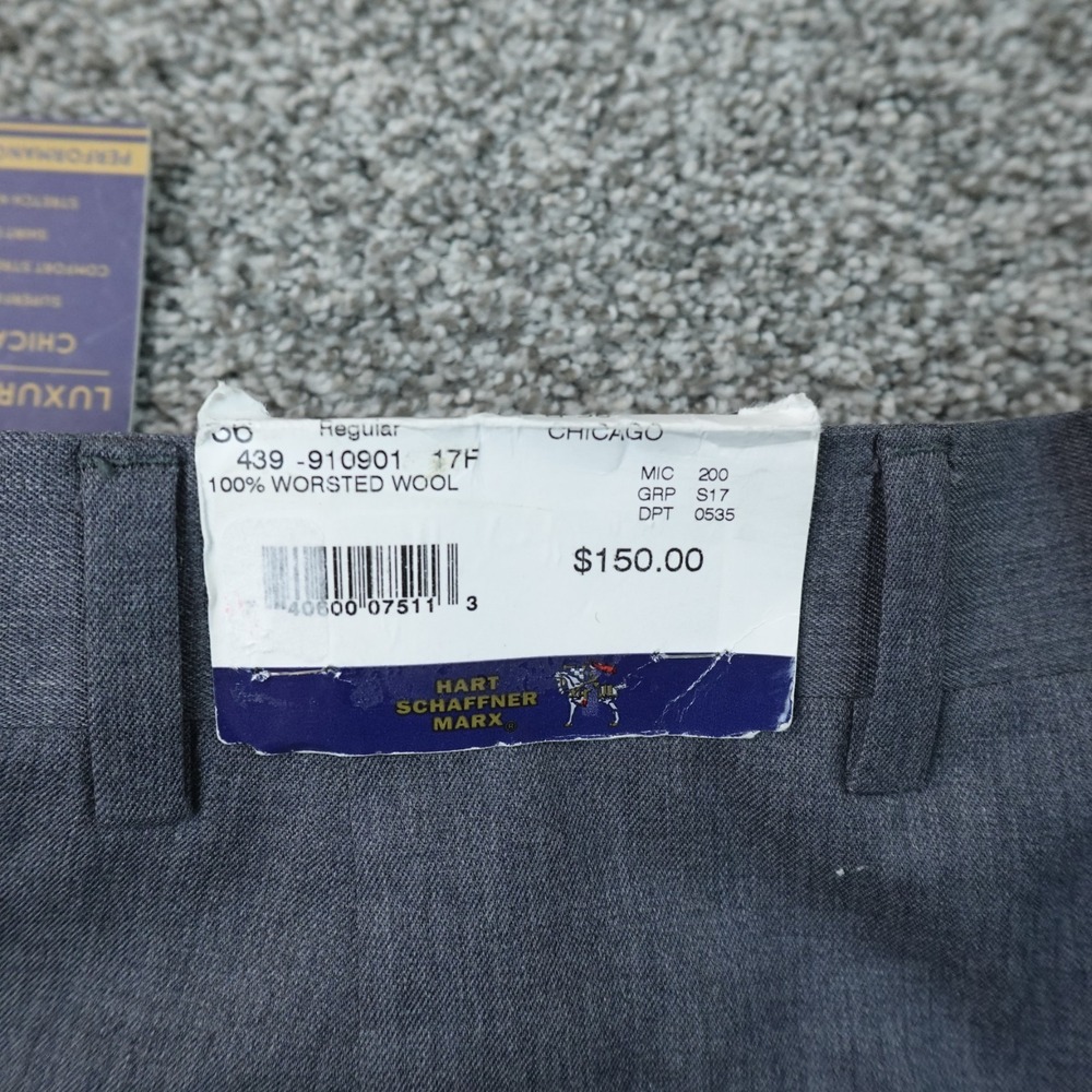 NEW Hart Schaffner Marx Pants Mens 36X38 Gray Wool Chino Dress Trouser Slacks